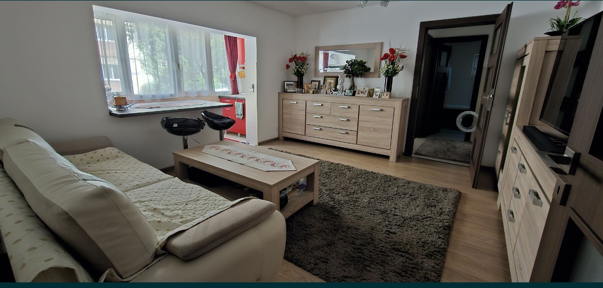 Apartament 2 dormitoare și living cu bucătărie, mobilat și utilat