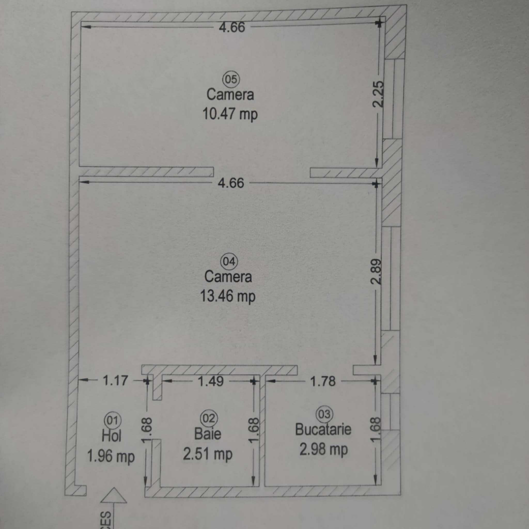 Apartament cu 2 camere la parter, lingă Piața Doina