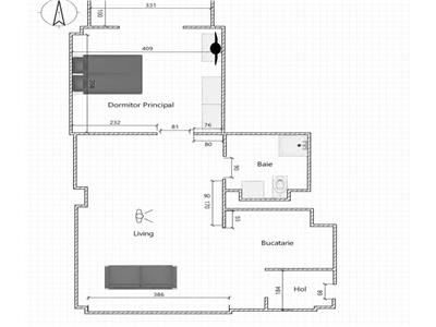 Apartament cu 2 camere 70 mp la etajul 2